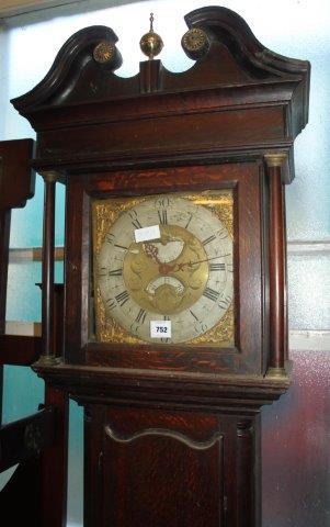 Oak thirty hour long case clock(-)